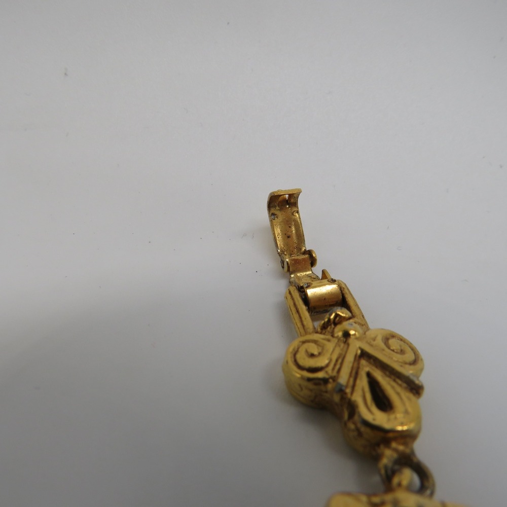 Vintage Gold Tone Multi Color Bead Charm Link Bracelet 7 Inch Ornate Boho - Picture 11 of 11